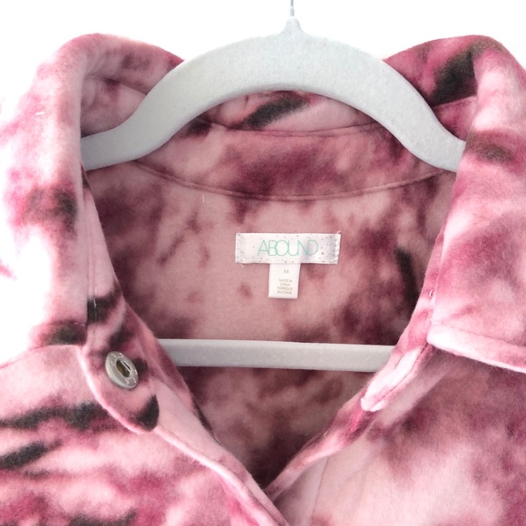 Abound Crop Fleece Shirt Purple Pink Tie Dye Snap Front Nordstrom M - Picture 4 of 12